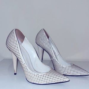 Giuseppe Zanotti white & gold stud heels